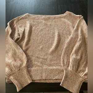 INTERMIX Speckled Knit Sweater - Cream and Orange | SZ XL